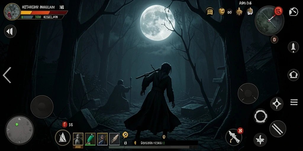 Screenshot menunjukkan suasana menyeramkan di dalam game AP686.