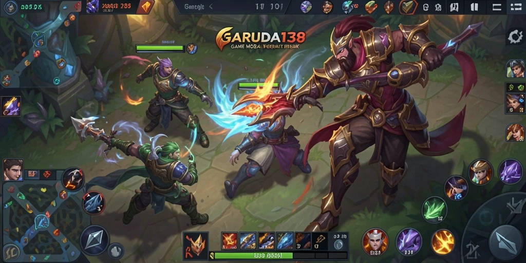Gameplay seru dalam pertarungan MOBA GARUDA138.