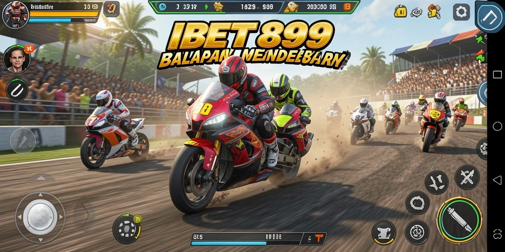 Gameplay mendebarkan di trek balapan motor.