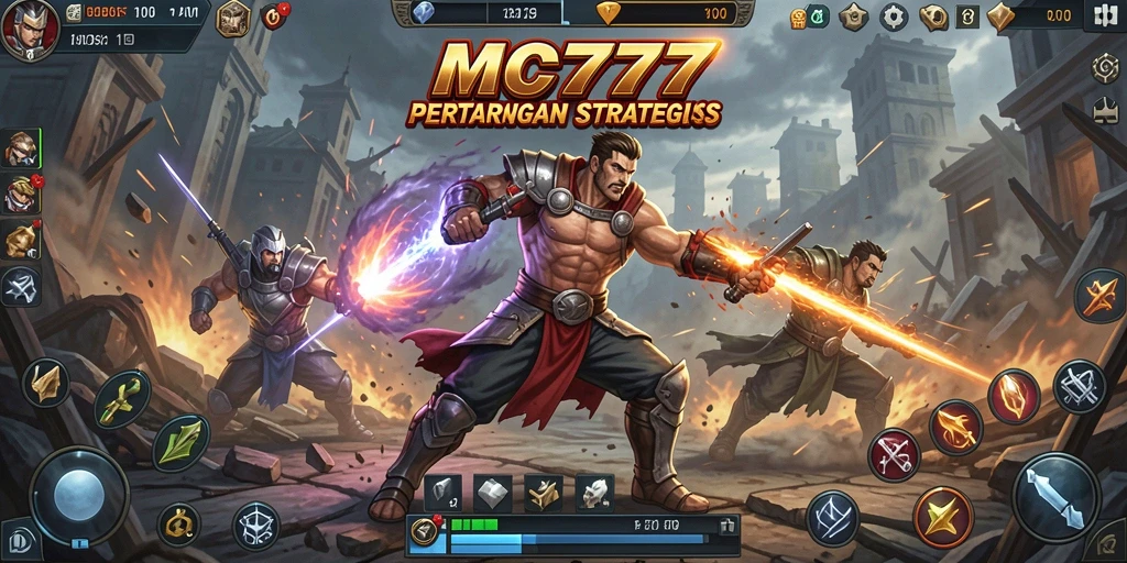 Tampilan gameplay <strong>MC777</strong> yang penuh aksi strategis dalam pertempuran.