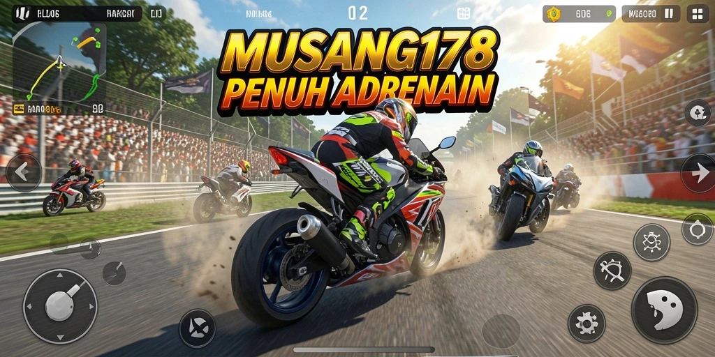 Gameplay seru balapan motor di trek menantang.