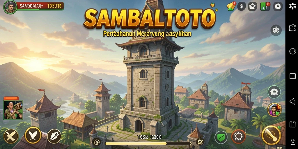 Tampak seru dari gameplay Tower Defense SAMBALTOTO.